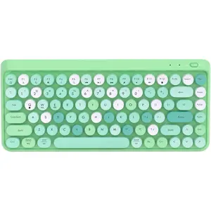 Portable  Colorful  Keyboards,  Mini Compact Retro Typewriter Flexible 84Keys Design Keyboard (Green-Colorful)