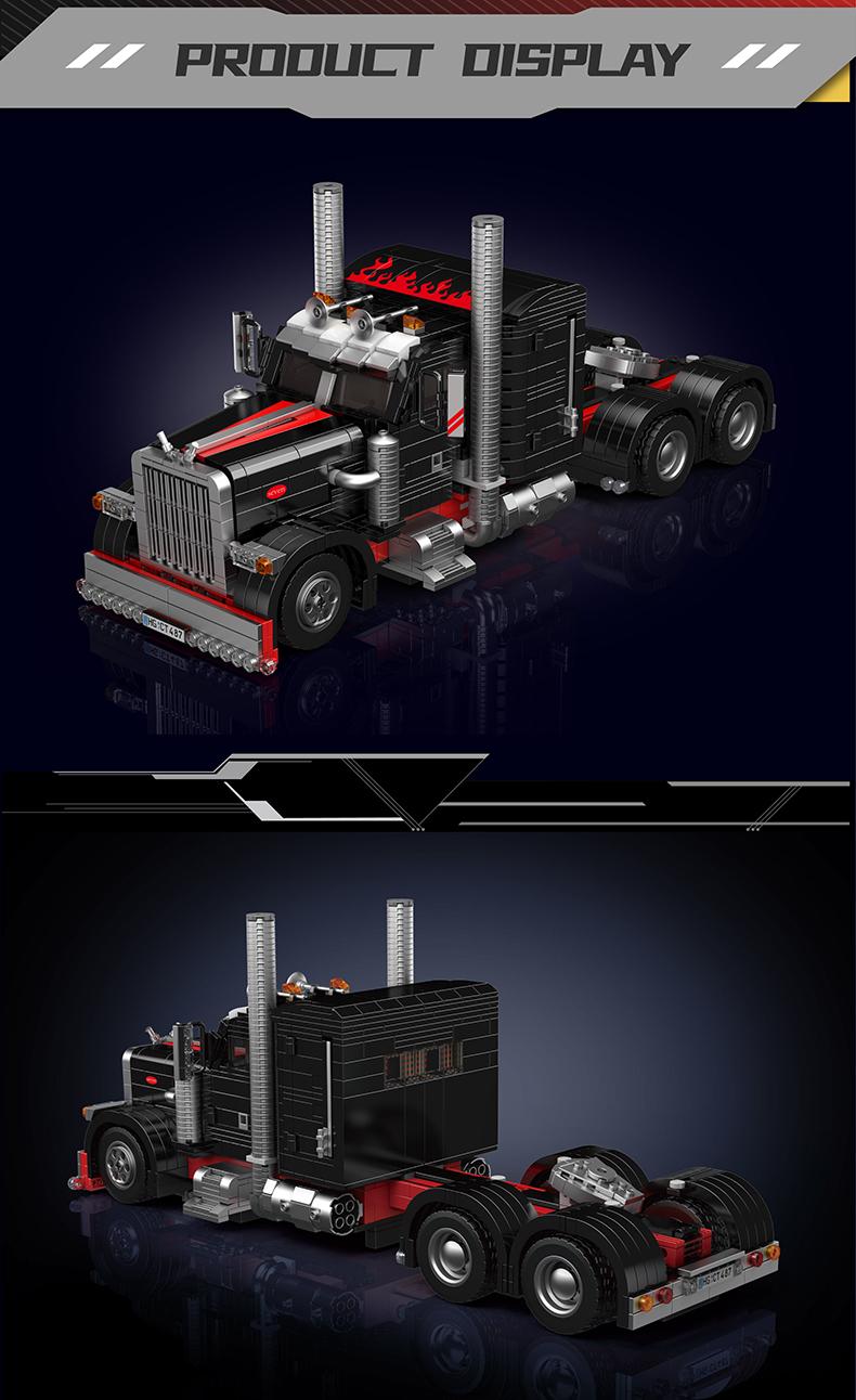Mould King 10037 Flatbed Semi Truck Tow Road Trailer Muscle Car Building Block Adult Kid Toy 1797 Pcs Vehicle Brick