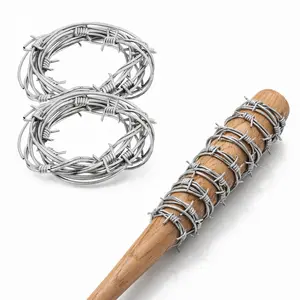 Realistic Fake Barbed Wire Simulation Chain 2Pcs 2.5m Halloween Decoration Makeup Cosplay Prop Costume Accessory Plastic Playset Party Favors