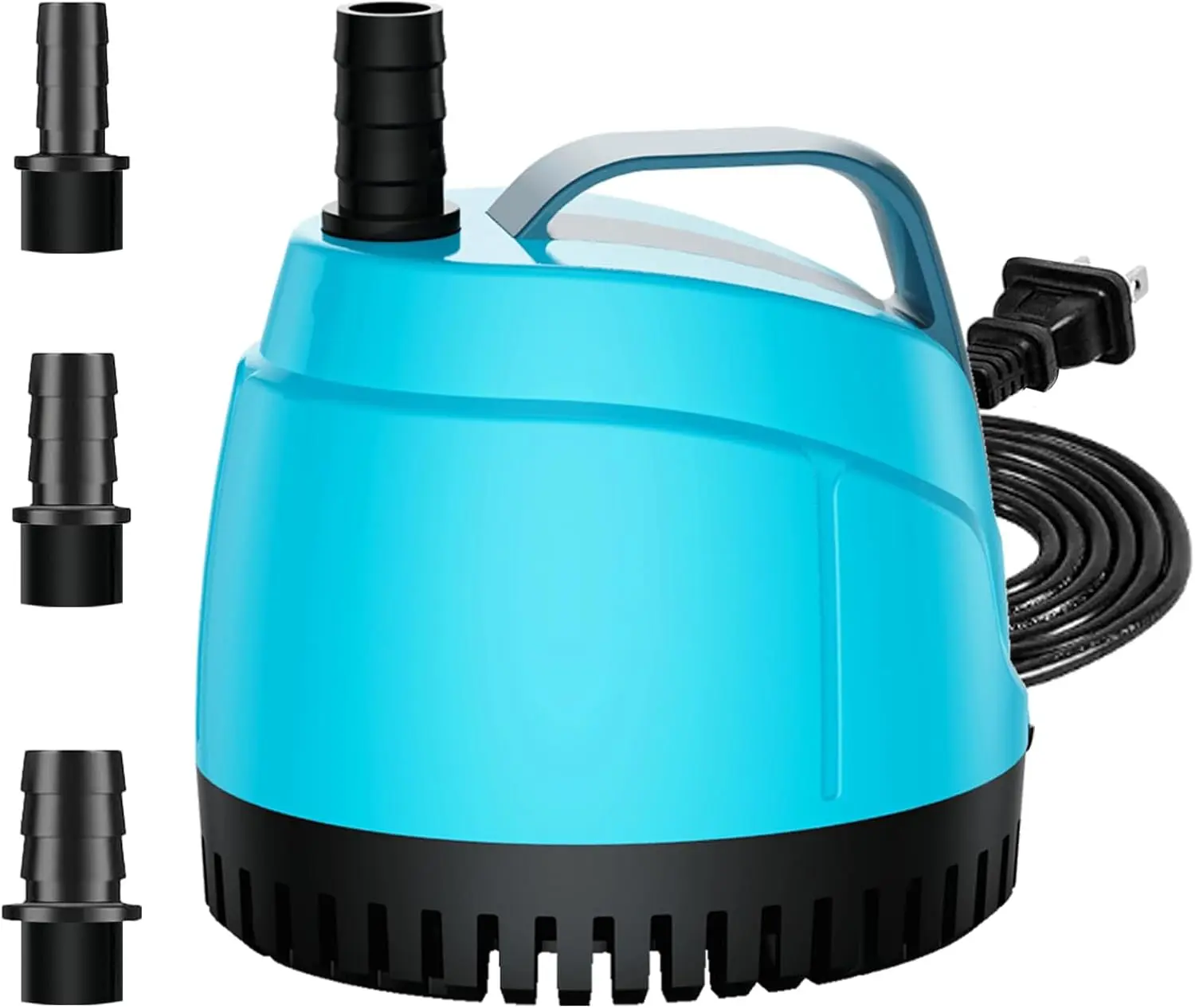 700GPH Submersible Water Pump Ultra Quiet (2600L/H, 40W) Bottom Suction Pond Outdoor Fountain Pump with 3 Nozzles, 8ft Lift, Adjustable Flow for Koi Pond, Waterfall, Aquarium, Hydroponic Systems