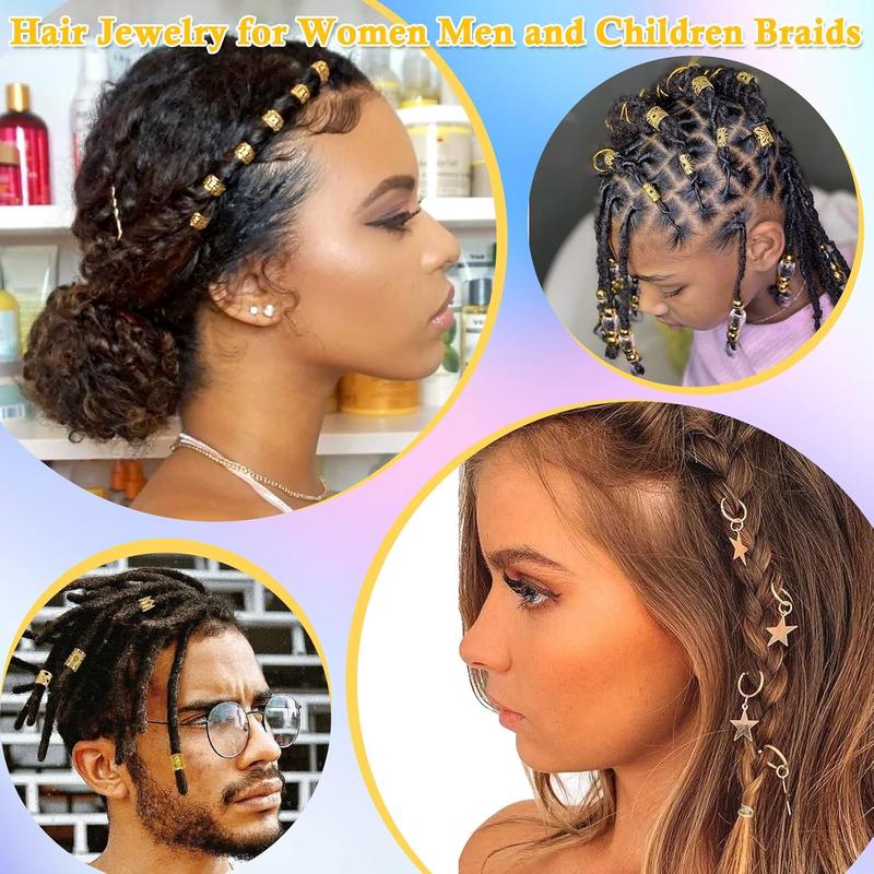 259 Pcs Hair Jewelry for Braids, Loc Jewelry for Hair Dreadlock, Charm Accessories for Women, Metal Gold Braids Rings Cuffs Clips for Dreadlock Accessories Clips Rings Extensions Decorations