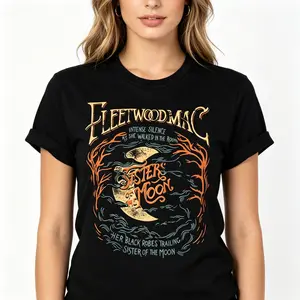 "Vintage Moon Print" Graphic Tee |   Trendy Celestial Illustration T-Shirt |   Women's Streetwear Casual Daily Wear Top