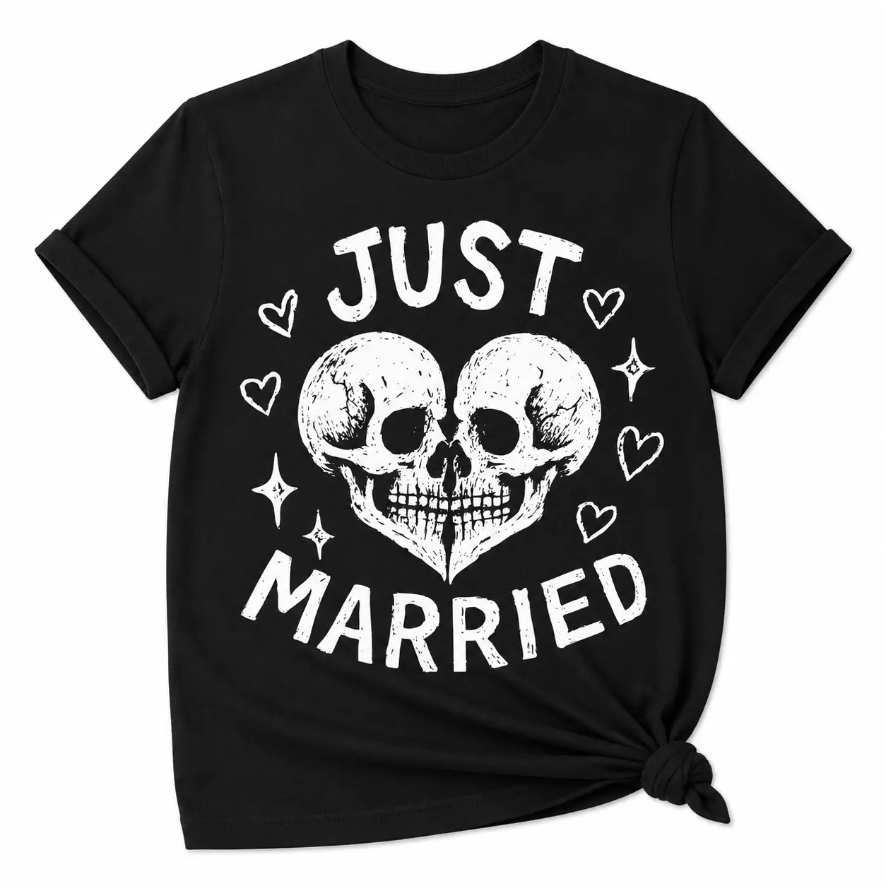 Just Married Skull Shirt Gothic Wedding Shirt Halloween Newlywed Tee Alternative Bride Groom Shirt Till Death Do Us Part