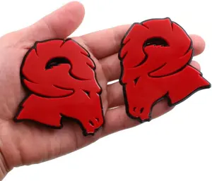 2pc New Custom Hellcat Style Head Emblems Right Left Badge Replacement for Ram 1500 2500 3500 Badge (red Black)