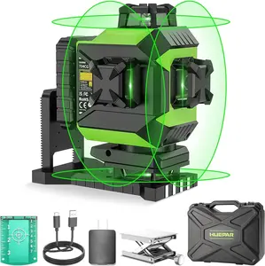 Huepar 4D 16-Line Green Beam Laser Level (Model 704CG) - 4x360° Crosshair, 2x360° Horizontal & Vertical Lines, Auto Leveling, Rechargeable Li-Ion Battery, Integrated Magnetic Stand