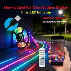 16.4FT 300LED Sound, music, rhythm, and movement RGB Iridescent Color-Changing USB Decorative Atmosphere Light Strip, Mobile APP Bluetooth Voice Control, Remote Control, Rhythm Pickup, Jumping Racing Water Chasing Effects Fairy Lights