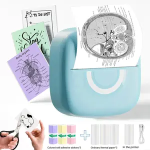 Portable Mini Wireless Thermal Printer, 1 Count USB Rechargeable Thermal Printer with 3 Rolls Colored Self-adhesive & 3 Rolls Thermal Paper, Photo Label Image Study Note Painting Printer