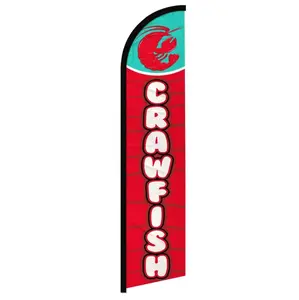 Crawfish Windproof Banner Flag with Curved Sleeve, Festive & Party Supplies for Home Backdrop Decor