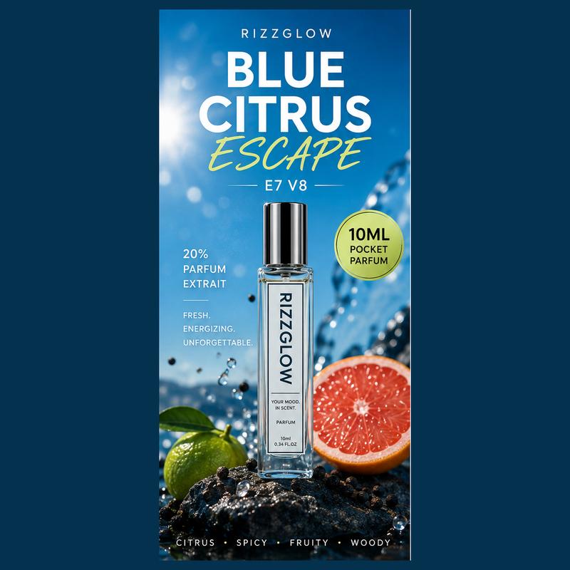 【Fresh Citrus Woody · Energized】Blue Citrus Escape 10ml Pocket Parfum (E7 V8) – Bergamot, Mandarin & Musk | Modern Fragrance