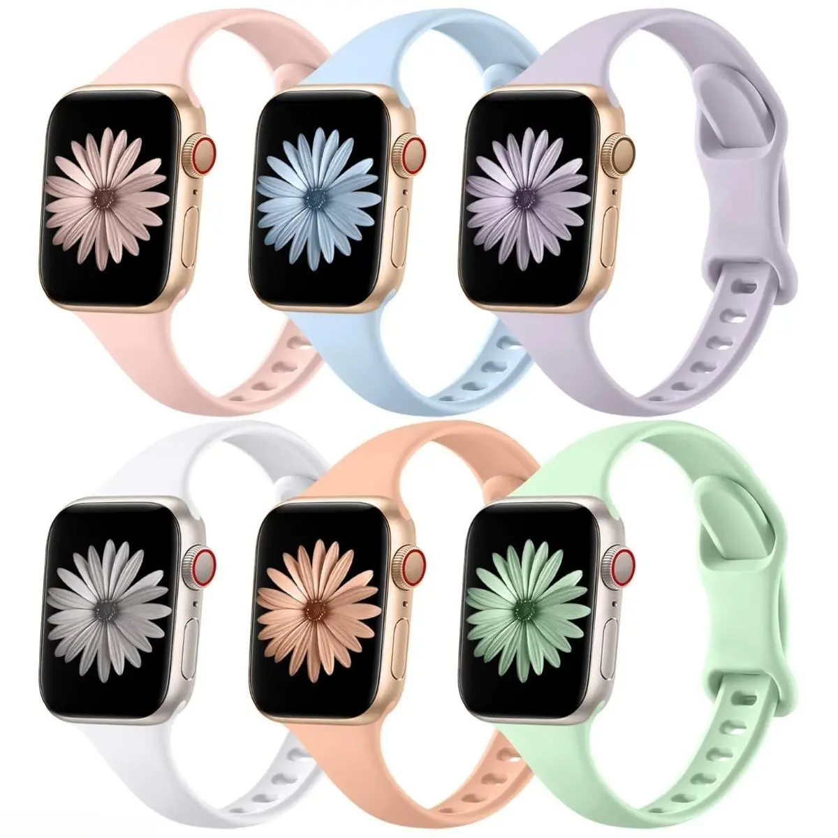 Curved Shape Slim Waist Silicone Smart Watch Band, Narrow Trendy Soft Flexibility Accessory Compatible with Apple Watch 9, Ultra 2, S10, Daily Casual Street Wear DIY Bag Accessory (Strap Only, White) tiktokshopbacktoschool