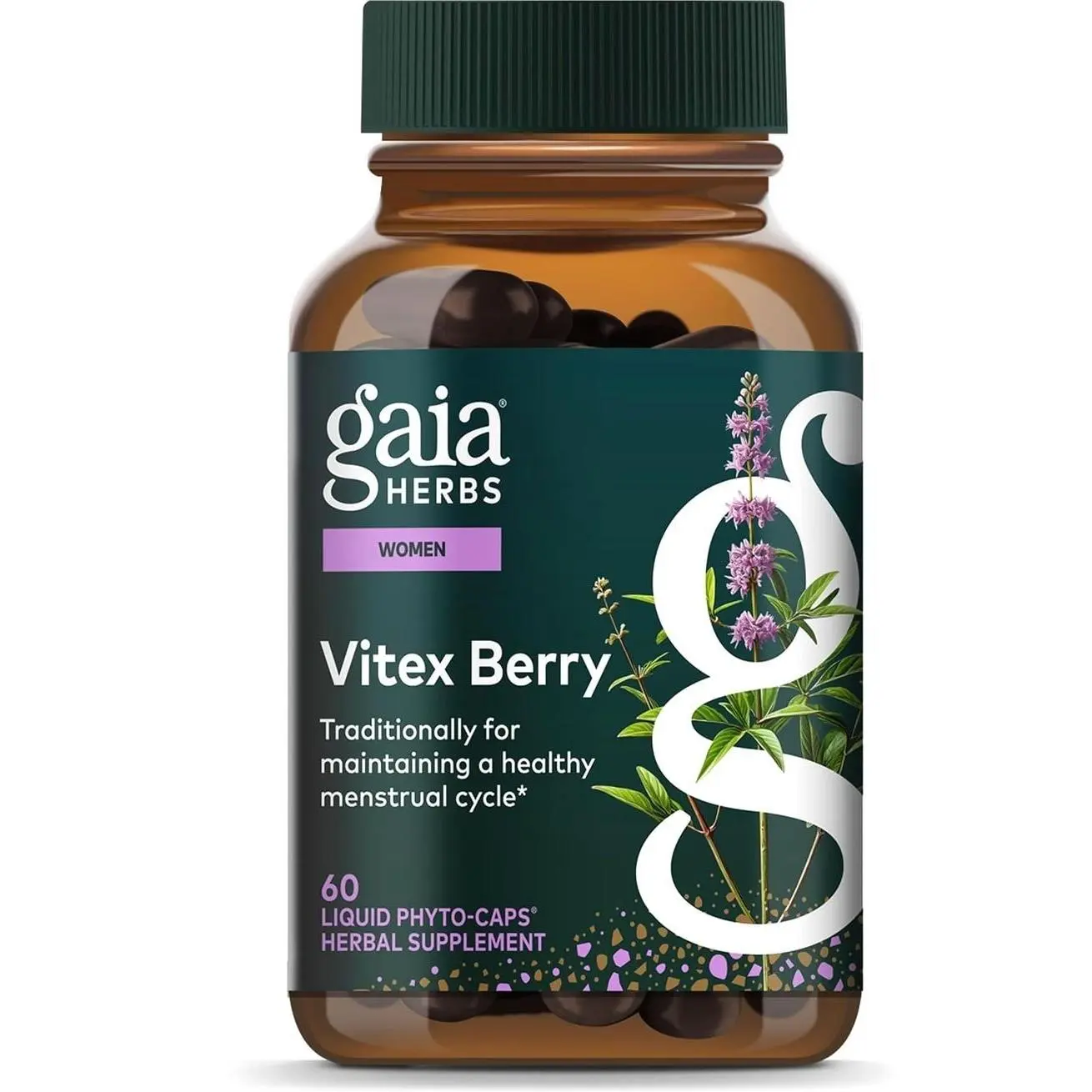 Gaia Herbs Vitex Berry - Vitex Traditionally Used to Support Hormone Balance for Women & a Healthy Menstrual Cycle* - 60 Vegan Liquid Phyto-Caps (30 Servings)