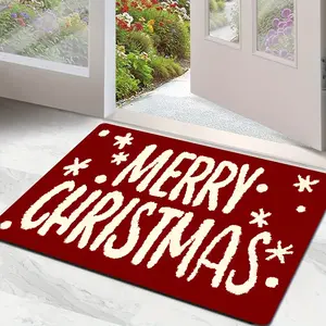 1pc Festive Snowflake Christmas Doormat Holiday Welcome Mat for Indoor Entryway Bathroom Decor Perfect Red and White Design for Xmas Party Door Decorations