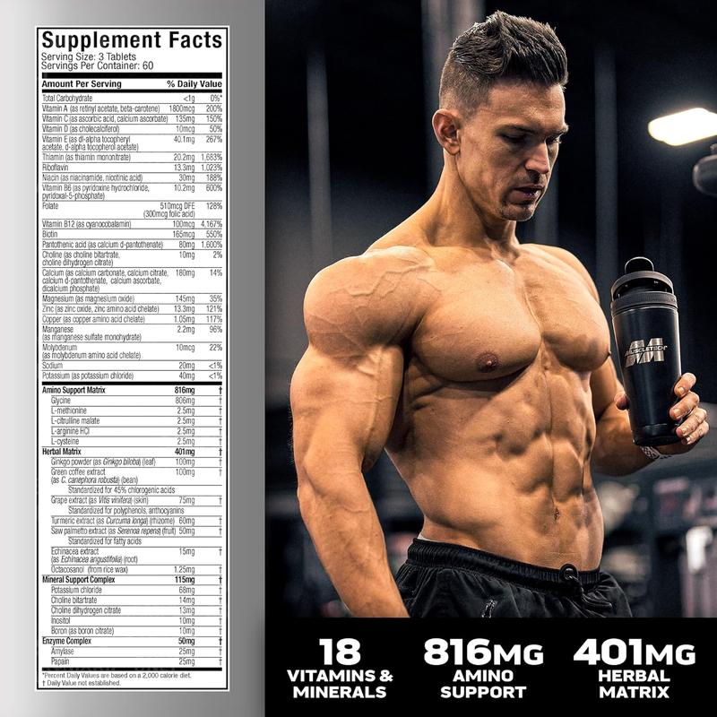 Muscletech Platinum Multivitamins for Men & Women - Multi-Vitamin Supplement for Immune Support - 18 Vitamins & Minerals, Vitamin A C D E B6 B12