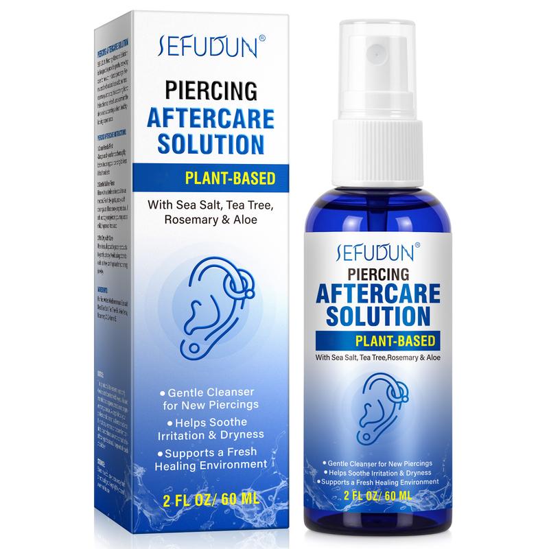 SEFUDUN Piercing Care Spray 60ml | Saline Spray for Piercings | Ear Piercing Cleaning Spray | Saline Spray for Piercings | Removal of Ear, Abdominal, and Nose Piercings and Keloids