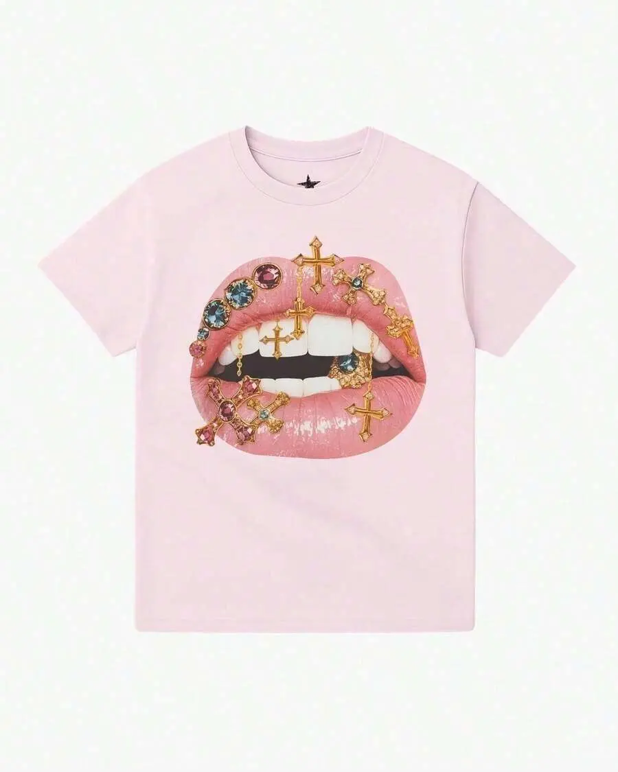 Summer ClothesWomen'S Streetwear Daily Wear Vintage Y2K Hip-Hop Casual,New Years Fit Women,Valentine'S Day, Tops Women,Leisure And Versatile Daily Travel,Oversized Crop Lips Graphic TeeMinimalist Style Sweatshirt,Crop Top,Graphic Tees WomenLoose And Comf
