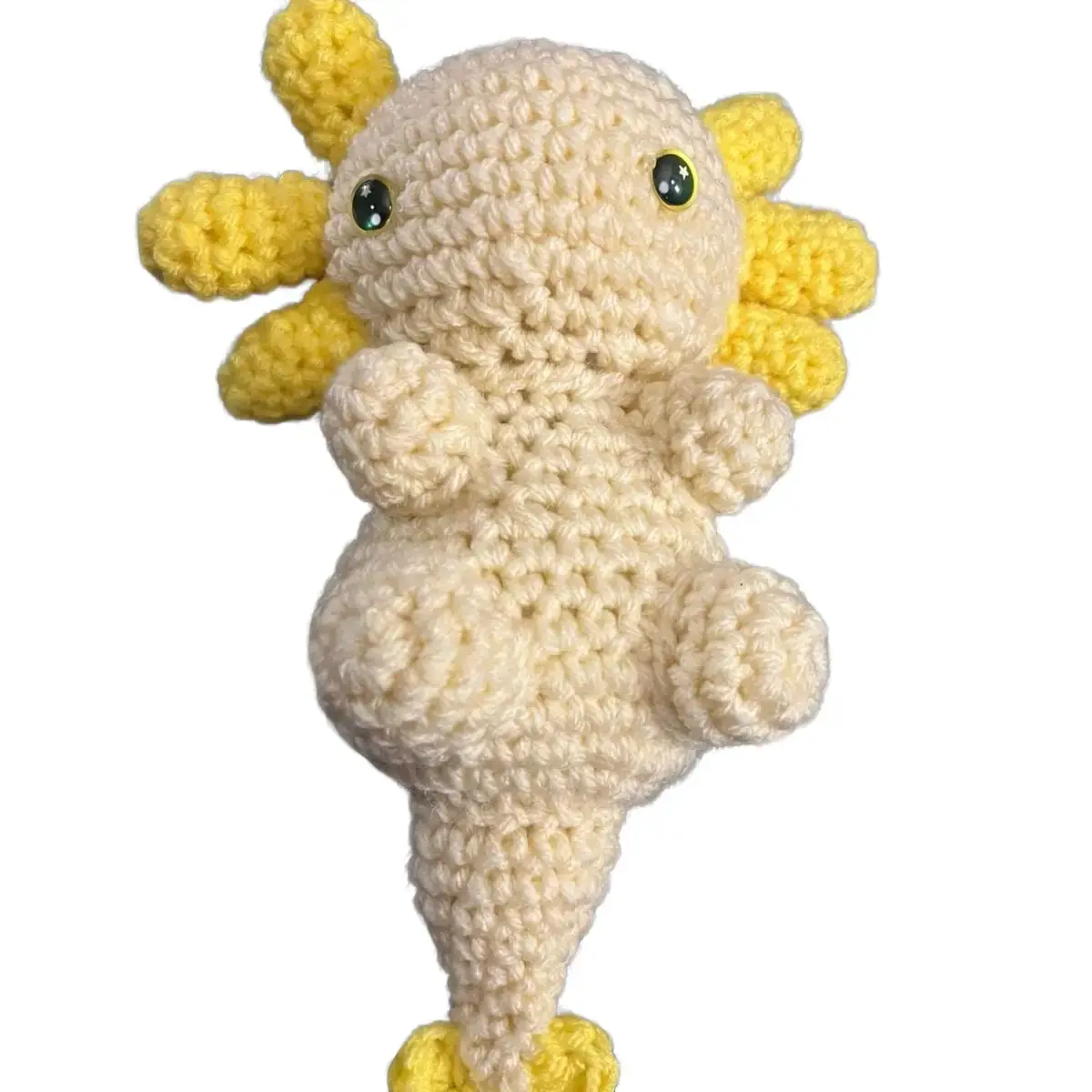Crochet Yellow Axolotl - Color: Yellow, Design: Crocheted, Perfect for Personal or Gift Use