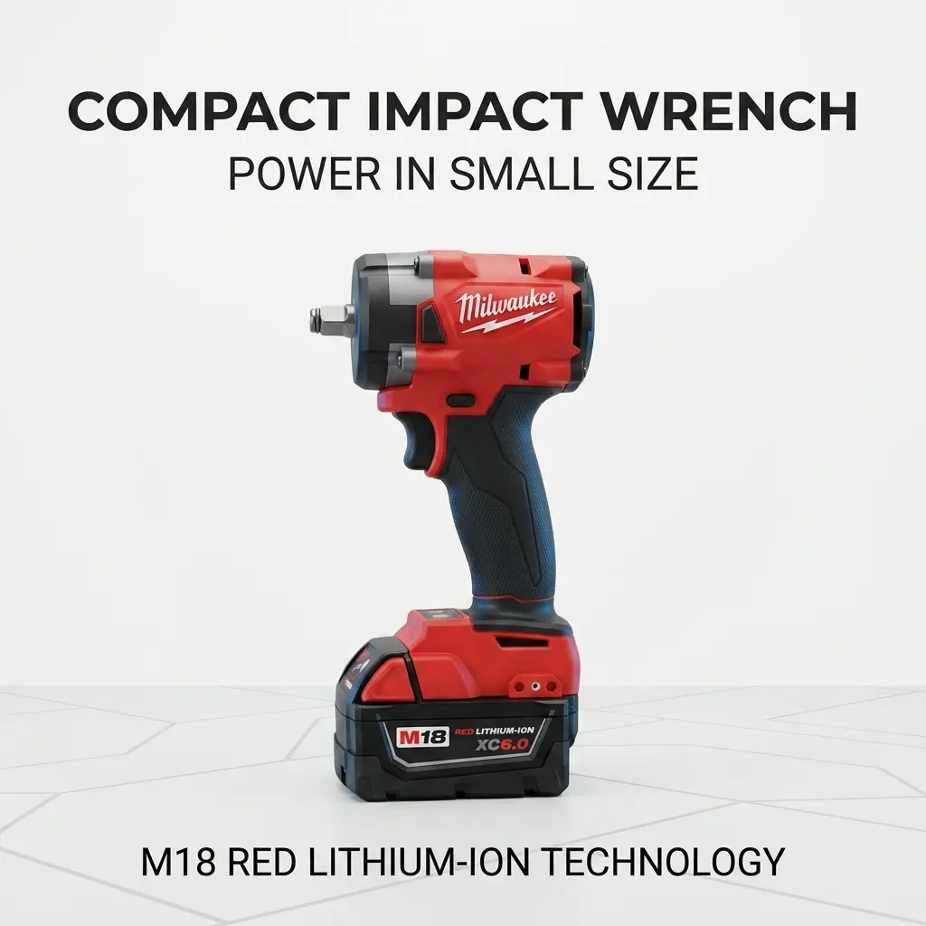 Milwaukee M18 Series 3/8" Compact Cordless High Torque Impact Wrench - Cordless Power Tools, 300N.m Torque, 4-Drive Modes, Brushless Motor, 4-Mode Drive Control, Auto Repair Fastening Solution