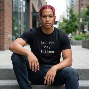 Just One Day At A Time Unisex Heavyweight Cotton T-Shirt | Casual Everyday Wear | Classic Fit