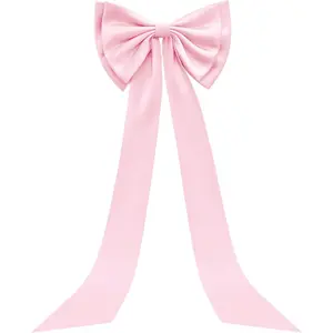 Large Satin Bow for Backdrop, 59" x 15" Giant Bow Ribbon Tie for Themed Room Wall Decor Ormanents Door Valentines Day Wedding Engagement Bachelorette Shower Bridal Decoration (, 15x59 Inches)