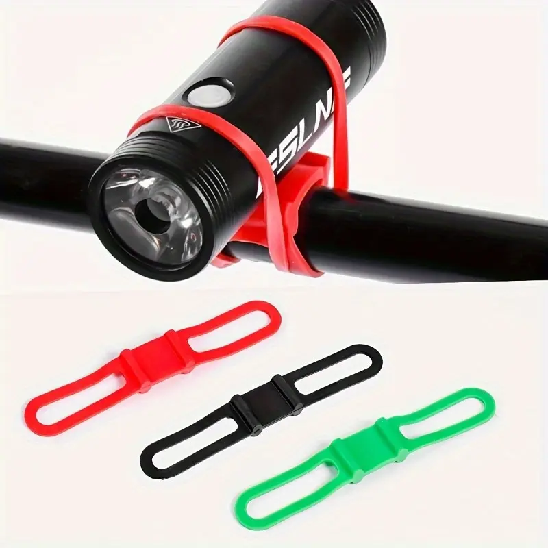 3pcs Mountain Bike Silicone Strap Light Holder Straps, Flashlight Phone Strap, for Light Handlebar Mount