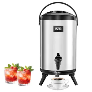 Insulated Beverage Dispenser 2 Gal Stainless Steel For Hot Or Cold Drinks, Leak-Proof Lid, Wide Mouth, Easy Pour Spout, Keeps Beverages At Right Temperature, Durable Catering And Party Equipment For Home, Office, Outdoor Events