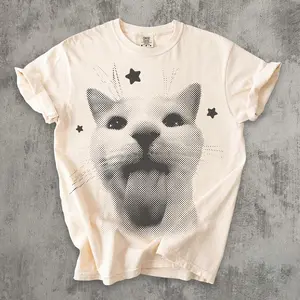 Funny Y2k Cat T-shirt, Silly Cats Tee, 90s Retro Kitten Shirt, Ironic Shirts, Vintage Graphic Tees, Comfort Colors, Meme Tshirt, Gag Gifts