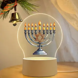 1 Piece Jewish Menorah Acrylic Night Light - USB Powered LED Star of David Design, Warm White Light Suitable for Home, Parties, Weddings, Kwanzaa Decorations - Traditional Festival Gifts and Tabletop Decorations, Festive Lighting, High-Quality Craftsmansh