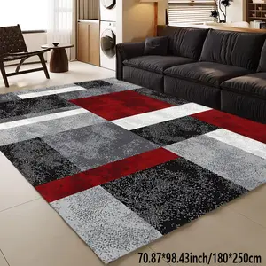 Geometric Plaid Modern Wind Area Carpet Living Room Rug Machine Washable Home Decoration Sofa Tea Table Cushion Bedside Cushion Dining Table Cushion Kitchen Study Home Carpet Floor Cushion