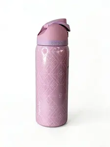 Owala 32oz Insulated Water Bottle Pastel Pink Iridescent Leak-Proof FreeSip Lid BPA-Free Drinkware FlasksTumbler Mug Bottled Portable Geometric