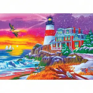 F&F Victorian Lighthouse Holiday Puzzle For Adults, Christmas Puzzle, Jigsaw Puzzles, 1000 Pieces Puzzles For Adults, Challenging Christmas Jigsaw Puzzles For Adults, Jigsaw Puzzles, Jigsaw Winter Holiday Challenge Puzzles, Adult Puzzles For Relaxation, C