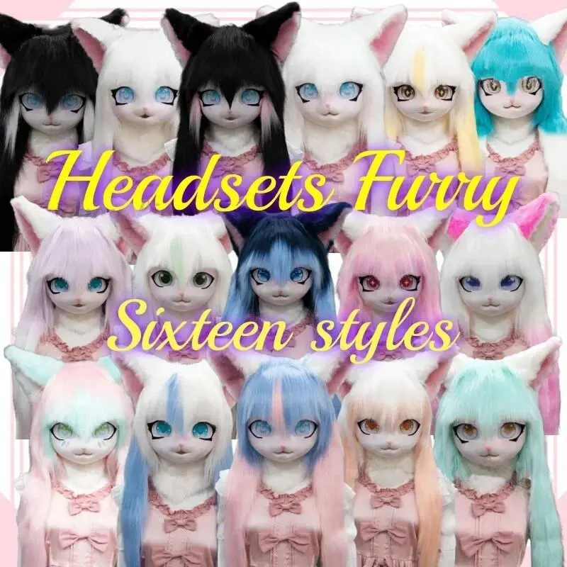 Headset Furry Kig Cosplay Mask Paw Head Base Comiket Furry Fursuit Kigurumi Animal Cat Doll Beast Halloween Role-playing Costume
