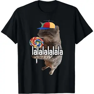 Silly Cat With Lollipop Meme T-Shirt