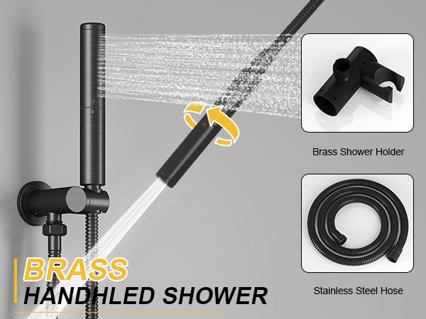 BESy Shower System with 10 Inch Round Rain Shower Head and Handheld Wall Mounted, High Pressure Rainfall Shower Faucet Fixture Combo Set with 2 in 1 Handheld Showerhead for Bathroom, Matte Black wall mount rain shower