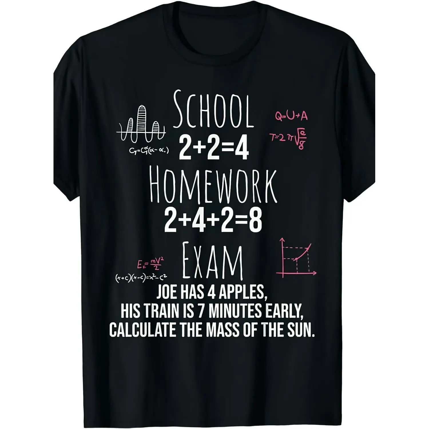 Graphic Tshirt, Vintage Cotton Shortsleeve Top with Funny Math Equations Print, Unisex Casual Streetwear, Teacher Gift