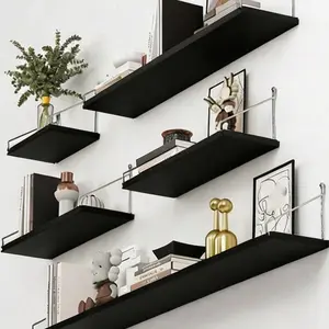 Floating Wall Rack Set, 3 Sizes Available, Reinforced Metal Bracket with Guard, Strong Load Capacity, Ideal for Bedroom, Bathroom, Kitchen