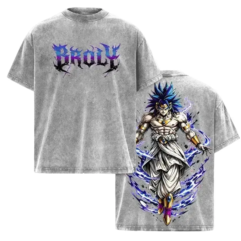 [BT]100% cotton Broly - DBZ Vintage Washed T-Shirt, Relaxed Fit, Heavyweight Cotton, Unisex Streetwear Casual Wear, Legendary Super Saiyan Graphic Tee, Gift for Anime Fans 67 shirt silverfish clothes trend gift,funny graphic tee, men’s trendy t-shirts