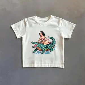 Retro Surf Graphic Baby Tee, Vintage 90s Tshirt, Sea Life Shirt, Marine Nature Shirt, Old Tattoo Shirt, 2000s Clothes, Beach Shirt, Gift For Her