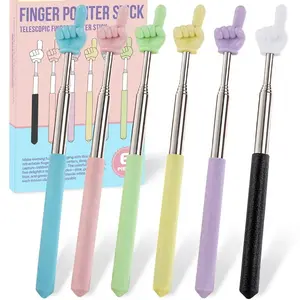 Classroom Extendable Pointer Stick, Classroom Supplies, Teacher Finger Tool, Colorful Demonstration Pointer Rod, Child and Adult Extensible Pointer