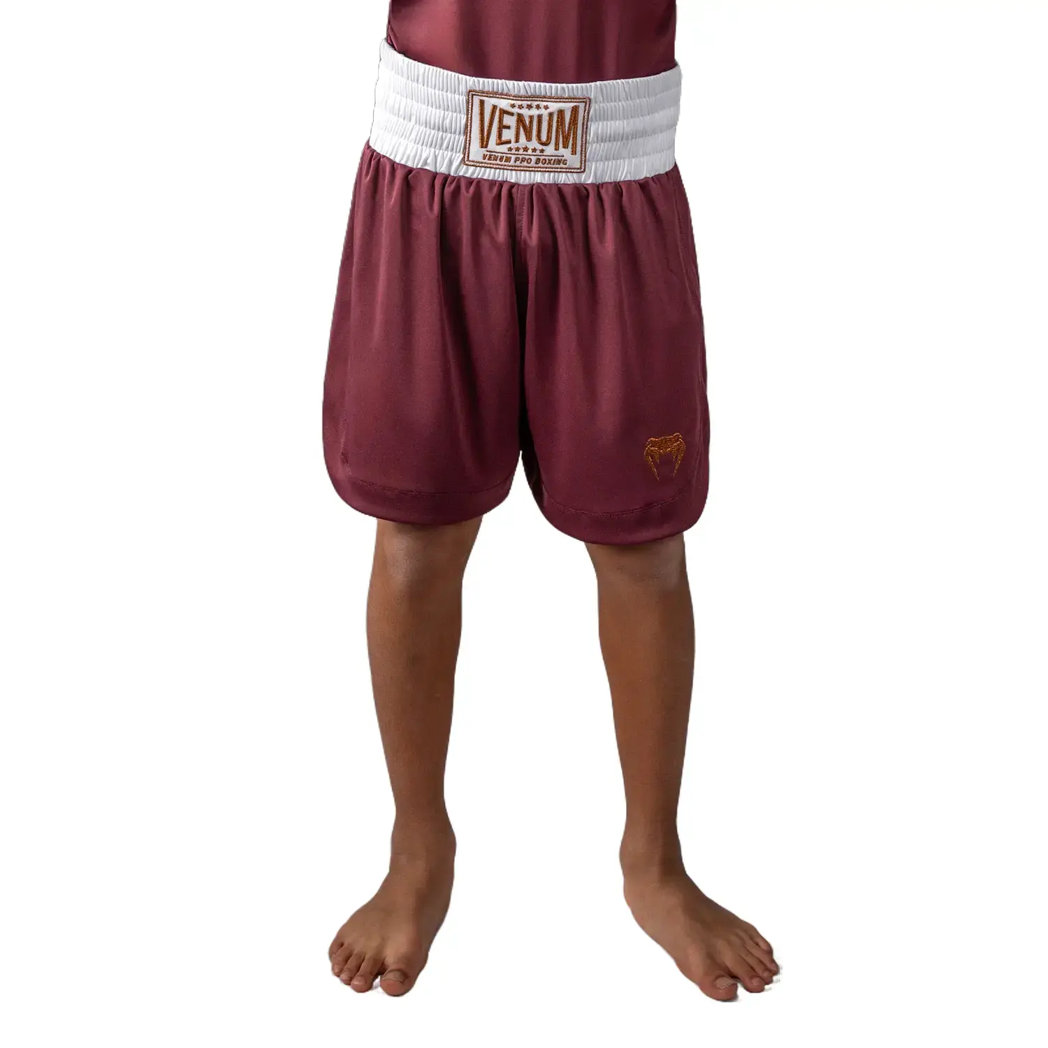 Venum Classic Youth Athletic Boxing Shorts - Burgundy, Secure Fit, Side Slits, Stretch Fabric, Breathable