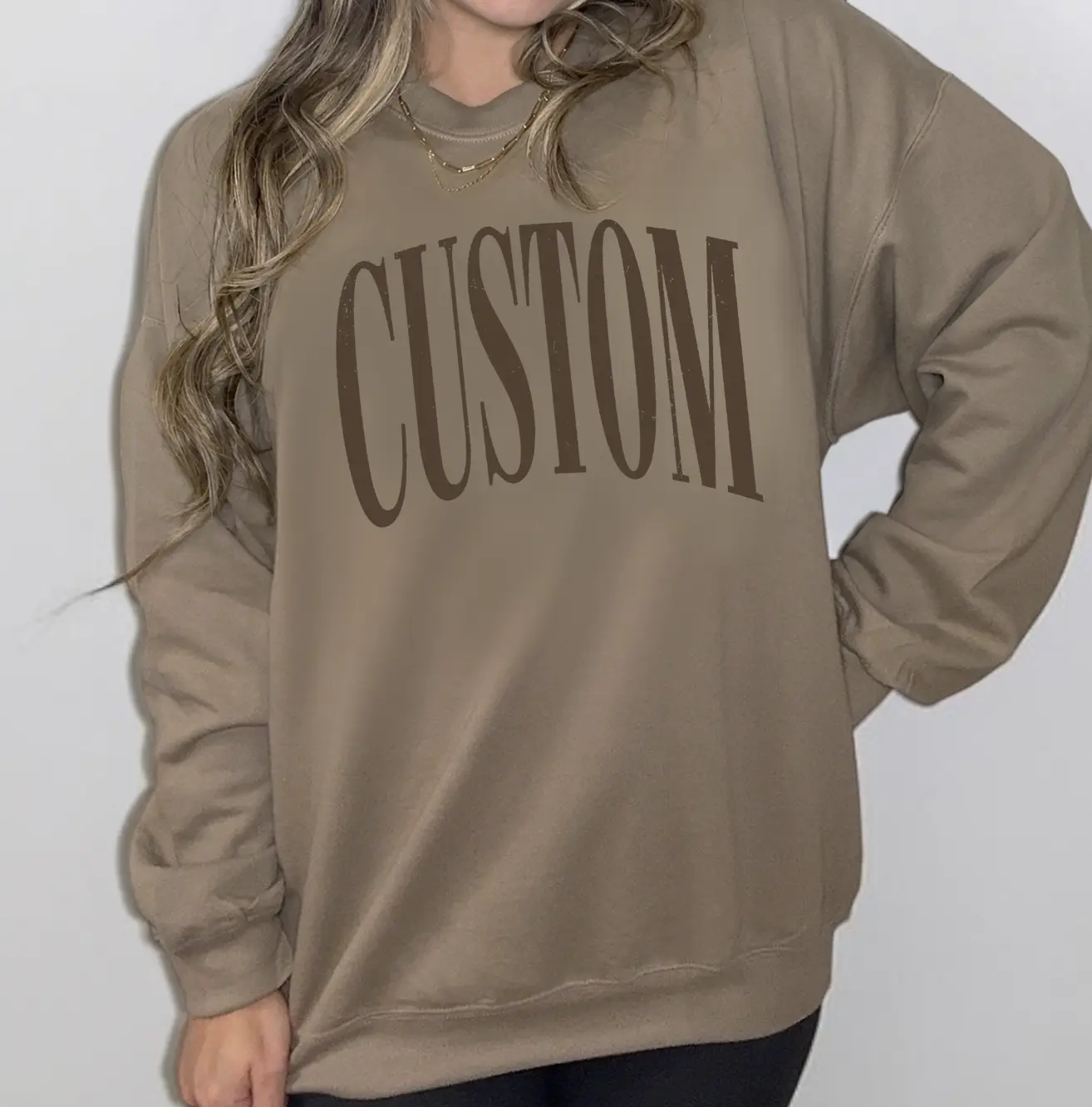 Custom Light Brown Soft-Style Sweatshirt, DTG Printed