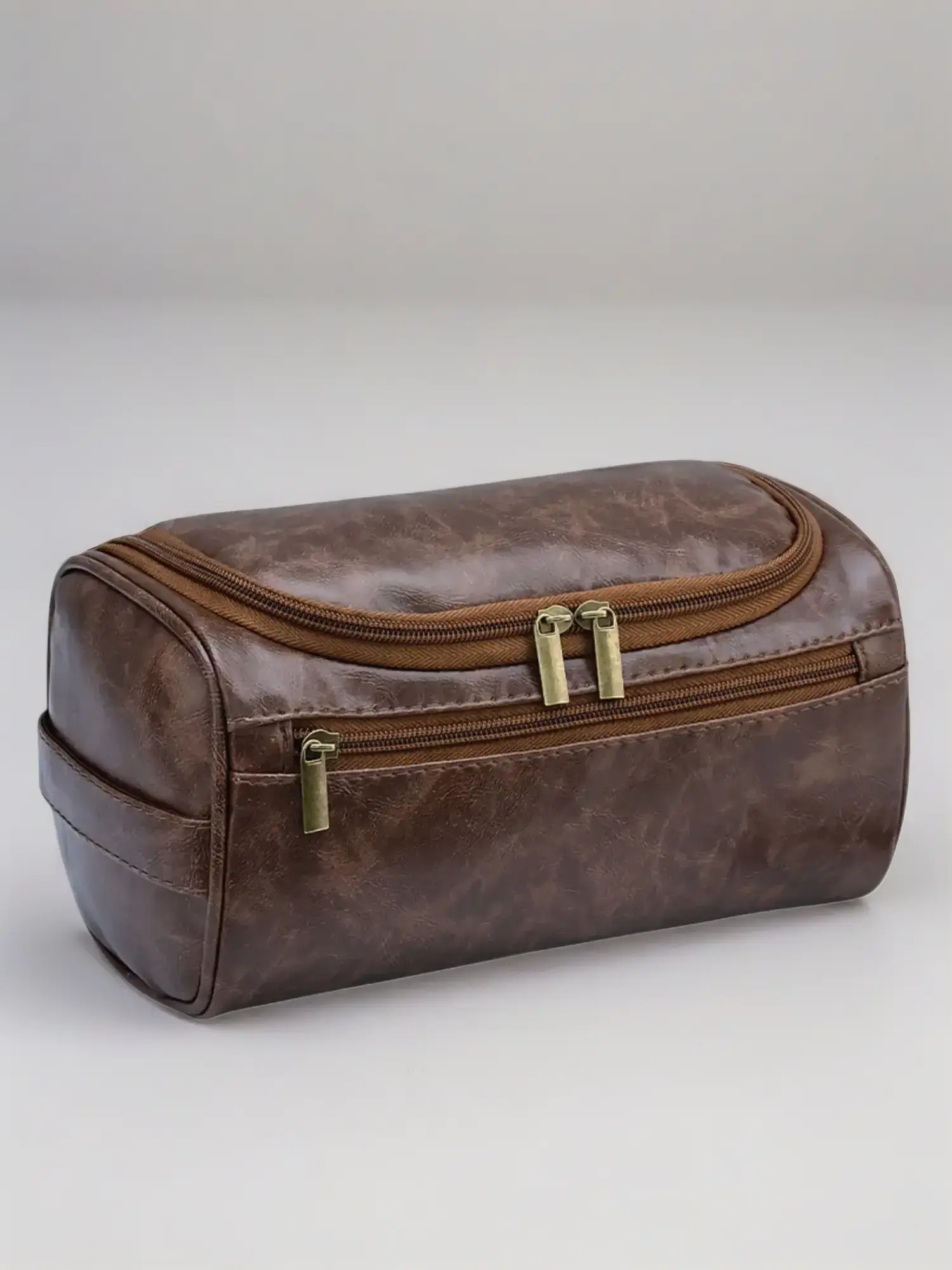 Men's Secure Fastening Toiletries Travel Toiletry Bag, Waterproof PU Leather Compact Bag, Travel Accessories, Durable and Stylish Travel Organizer, Tr