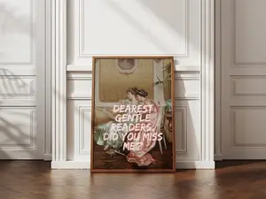 Bridgerton quote Poster, Regency era, Romantic era, lady whistledown, renaissance paint, dormroom decor, Victorian painting, tea party