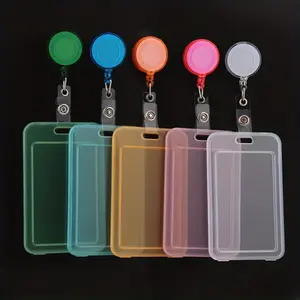 5pcs Durable Clear PET ID Badge Reel Set - Retractable Clip Card Holder for Student/Teacher Pass, Key Cards, Driver's License - Transparent Protective Case - Badge Reels Retractable