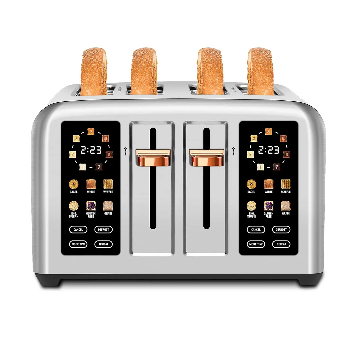 Touch Screen for Dual Control,Smart Toaster with 6 Bread Type, Toaster 4 Slice, Stainless Steel, Digital Timer, 7 Shade Setting, 1.5''Wide Slot, Remov