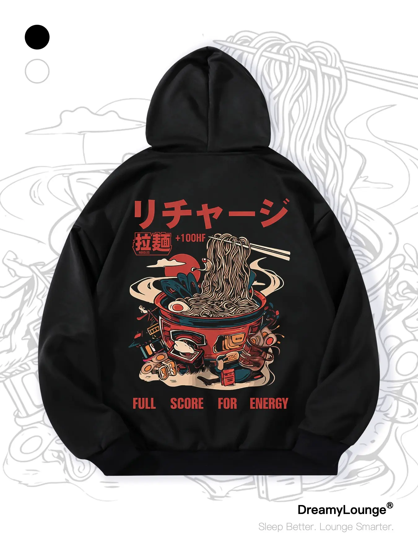 Japanese Anime Street Style Hoodie, Fun Ramen Graphic, Loose Fit, Casual Breathable, Ideal for Daily Wear, Home or Outdoors