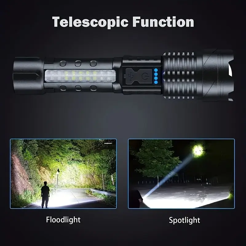 Anyice portable LED flashlight-rechargeable, USB powered with 2400mAh lithium battery for camping, fishing & home use-26