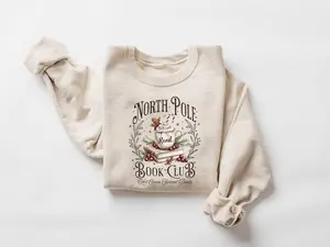 North Pole Book Club Sweatshirt, Bookish Christmas Sweater, Book Lover Gift, Christmas Gift, Christmas Sweatshirt, Bookish Crewneck, Casual Classic