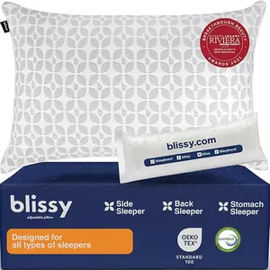 Blissy Signature Adjustable Pillow - Classic - Side, Back & Stomach Sleepers - Wake Pain-Free!