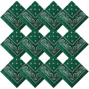 Suhine 12 Pcs Bandanas Bulk for Women Men 22 x 22 Inch Paisley Headband Cowboy Handkerchief Summer Beach Party Costume
