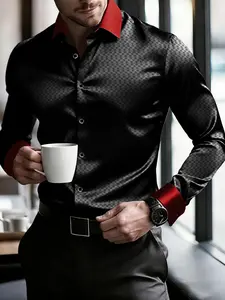 Men's Business Formal Collared Button Down Closure Shirt 2026 New Model Top, Button Up Basic, Block Plaid, Slim Fit Wrinkle-Resistant Long Sleeve Dress Shirt